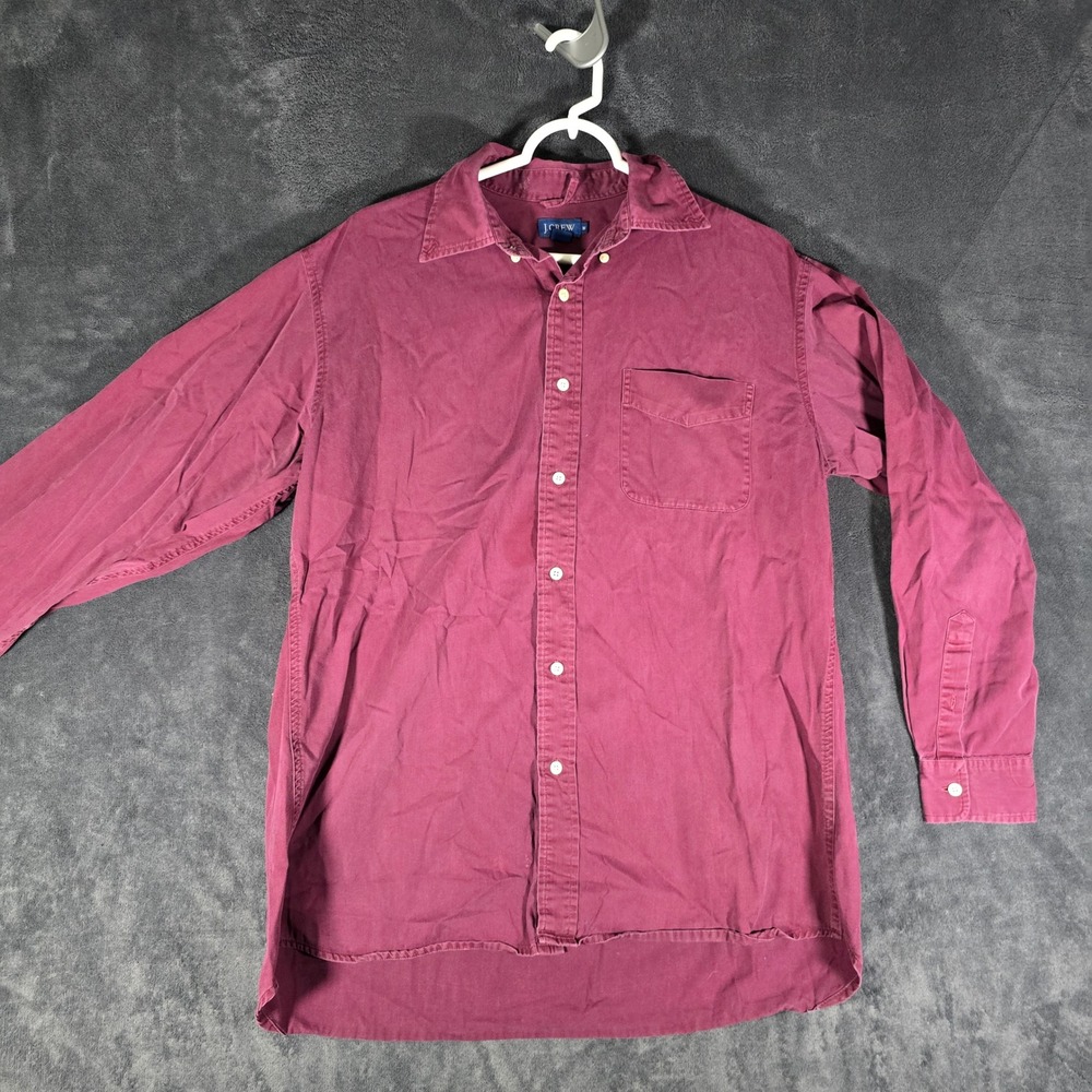 J. Crew Mens Maroon Cotton Long‎ Sleeve Button Down Casual Shirt Medium